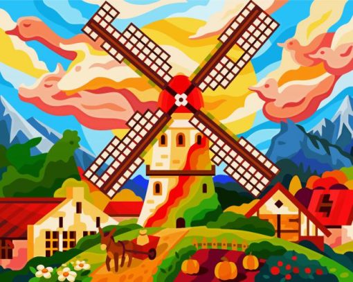 Aesthetic Windmill paint by numbers