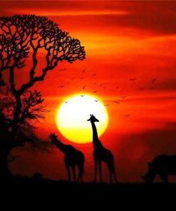 African Animals Sunset paint by numbers