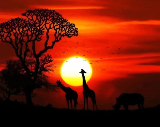 African Animals Sunset paint by numbers