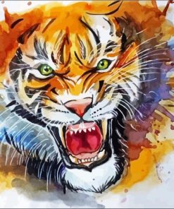 Angry Tiger Splatter paint by numbers