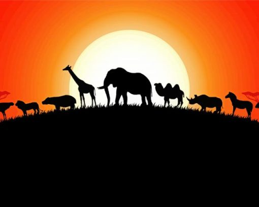 Animals Silhouette Illustration paint by number