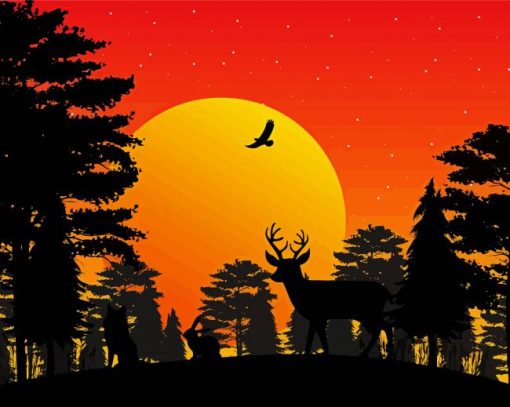 Animals Silhouette paint by number