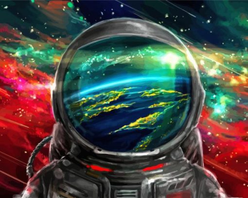 Astronaut In Space Illustration paint by number