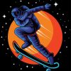 Astronaut Skateboarding paint by number