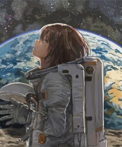 Astronaut Space Anime Girl paint by number