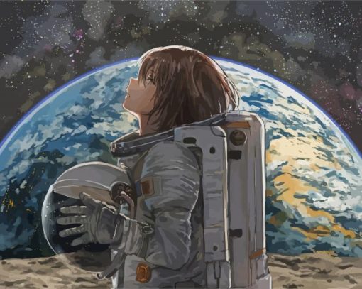 Astronaut Space Anime Girl paint by number