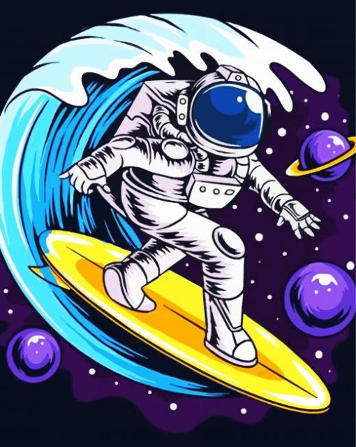 Astronaut Surfing paint by number