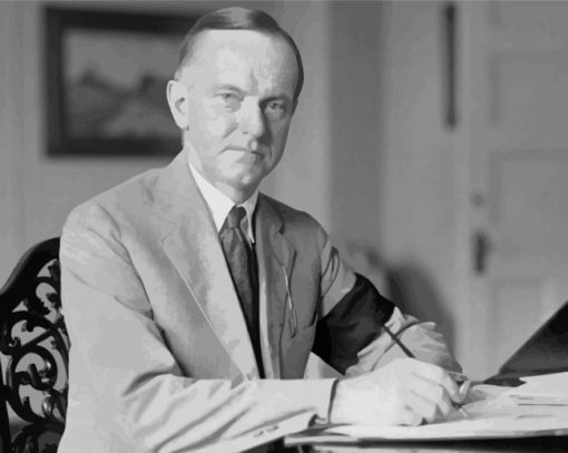 Black And White Calvin Coolidge paint by number