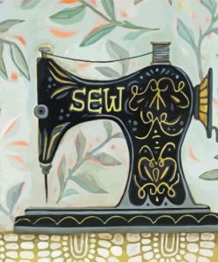 Black Sewing Machine paint by number