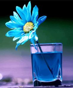 Blue Flower In A Glass Cup paint by numbers