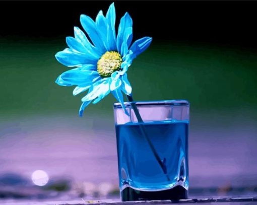 Blue Flower In A Glass Cup paint by numbers