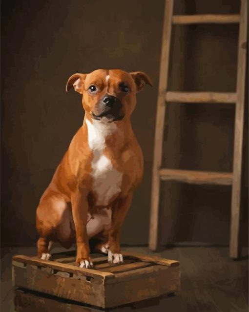 Brown Staffordshire Bull Terrier paint by number