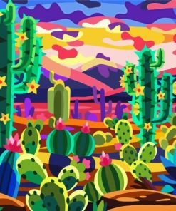 Cactus Illustration paint by numbers