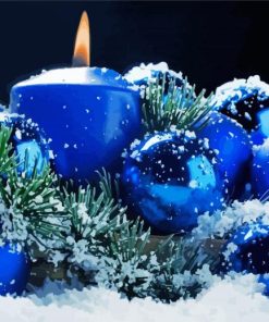 Christmas Blue Candle paint by number