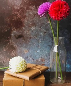 Chrysanthemum In Glass Vase paint by number