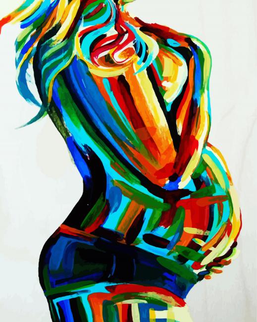 Colorful Pregnant Ladypaint by numbers