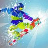 Colorful Snow Skateboarder paint by number