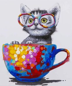 Cute Cat Wearing Glasses paint by numbers