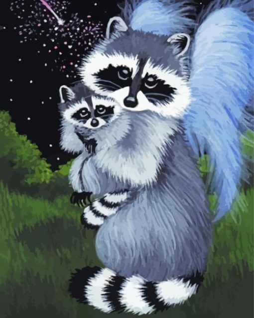 Cute Raccoons paint by numbers