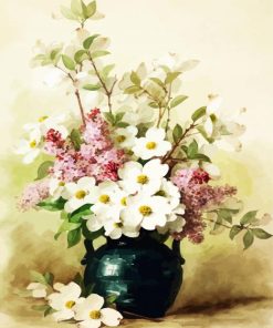 Dogwood And Lilacs Vase paint by numbers