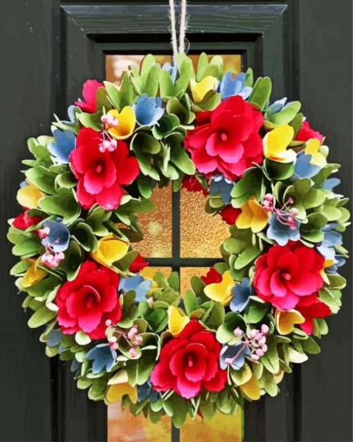 Floral Wreath paint by numbers