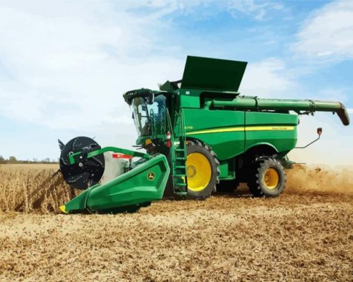 Green Combine Harvester paint by numbers