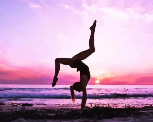 Gymnastic Girl At Sunset paint by number