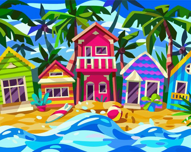 Hawaian Houses paint by numbers