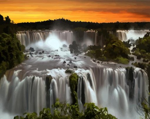 Iguazu National Park At Sunset paint by number