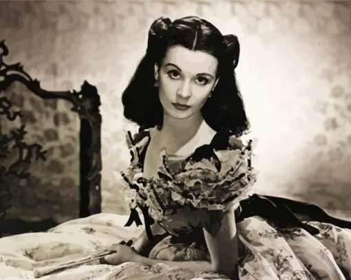 Monochrome Vivien Leigh paint by numbers