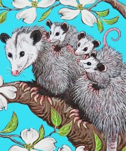 Opossum Family Art paint by number