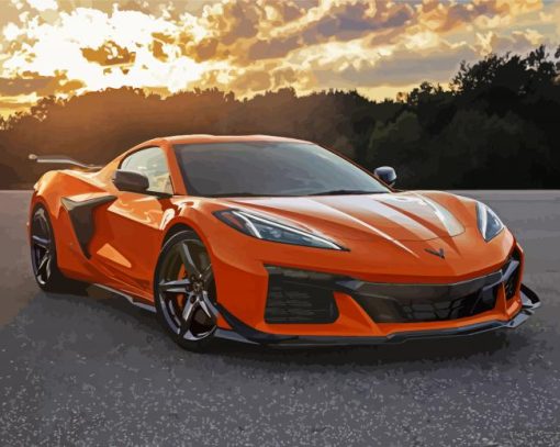 Orange Chevrolet Corvette paint by numbers