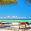 Palm Tree Chairs By The Sea In Zanzibar paint by number