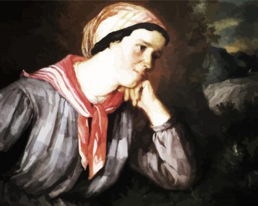 Peasant Woman With A Scarf paint by numbers