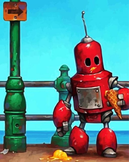 Red Robot paint by numbers