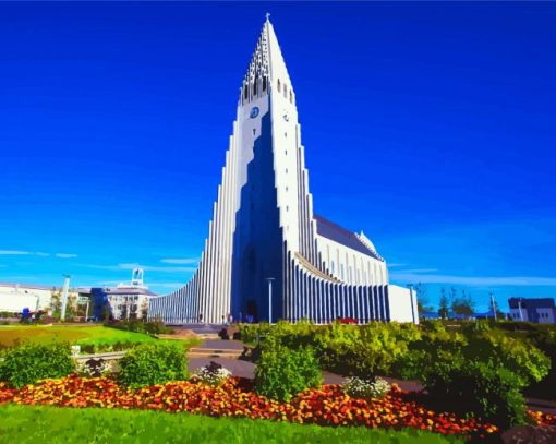 Reykjavik Hallgrimskirkja Church Building paint by number