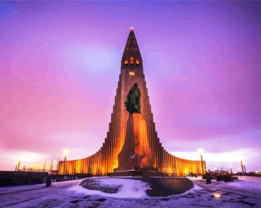 Reykjavik Hallgrimskirkja Church paint by number