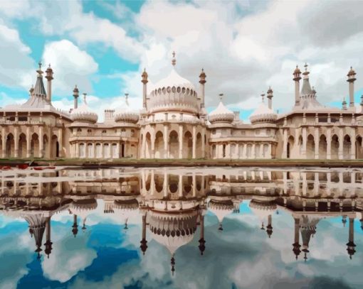 Royal Pavilion Brighton Water Reflection paint by number