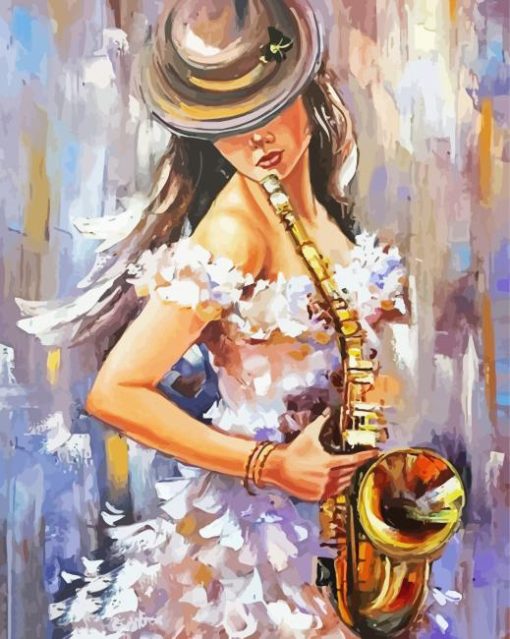 Saxophone Woman paint by number