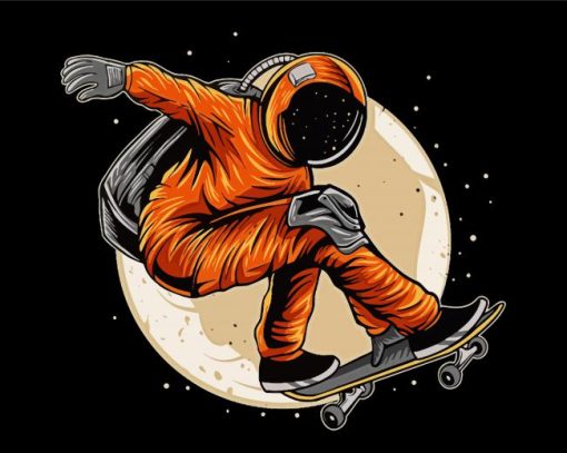 Skateboarder Astronaut paint by number