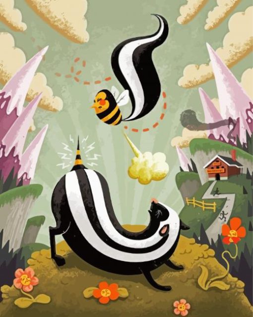 Skunk Illustration Art paint by number