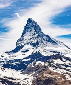 Snowy Matterhorn Mountain paint by number