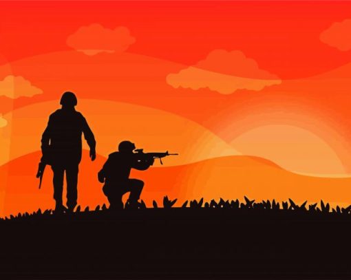 Soldiers Silhouette paint by numbers