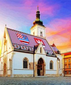 St Mark's Church Zagreb paint by number