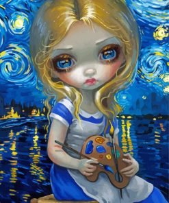 Starry Night Strangeling Girl paint by number