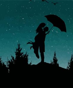 Starry Night Couple Silhouette paint by number