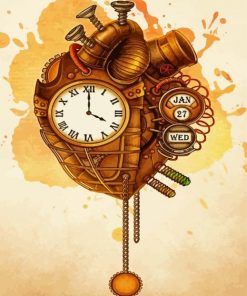 Steampunk Mechanical Heart paint by numbers