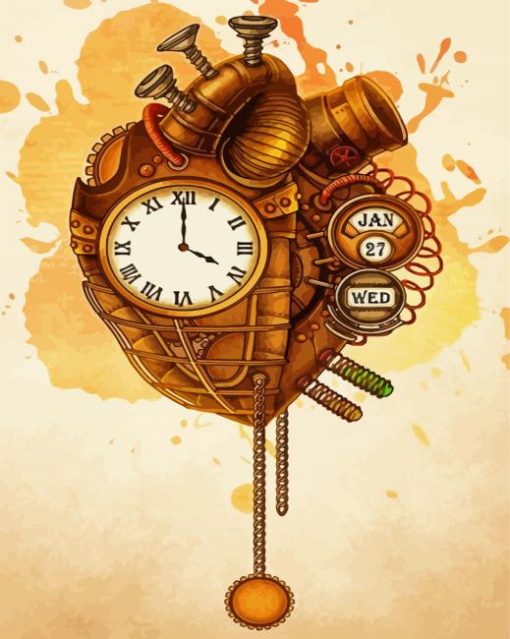 Steampunk Mechanical Heart paint by numbers