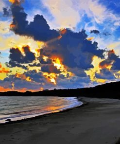 Sunset In Alderney Beach paint by number