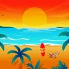 Tropical Sunset Beach Landscape paint by numbers